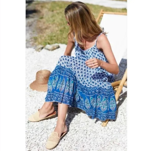 Emerson Fry India Collection Sundress Heritage Blue XS/S NWOT - Picture 3 of 12